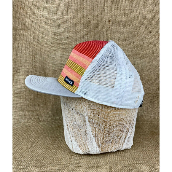 Hurley Mesh Snapback Truckers Hat Striped Front Cap - Picture 3 of 8
